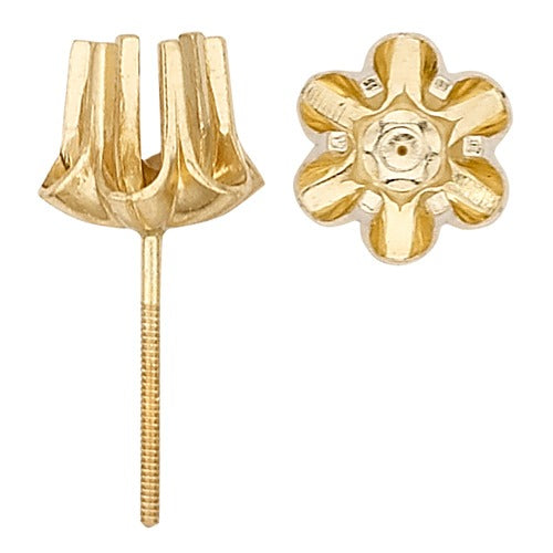 14k Yellow 6-Prong Light Buttercup Screw Post