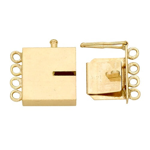 14k Yellow Rectangle Closed Top Clasp w/ Link