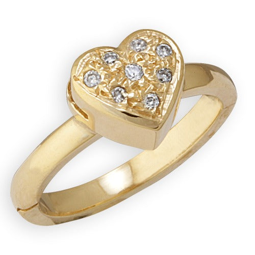14k Yellow Gold Heart Shape Toe Ring w/ Diamond