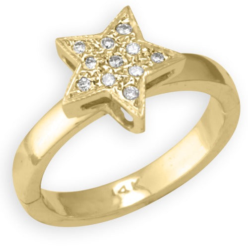 14k Yellow Gold Star Shape Toe Ring w/ Diamond