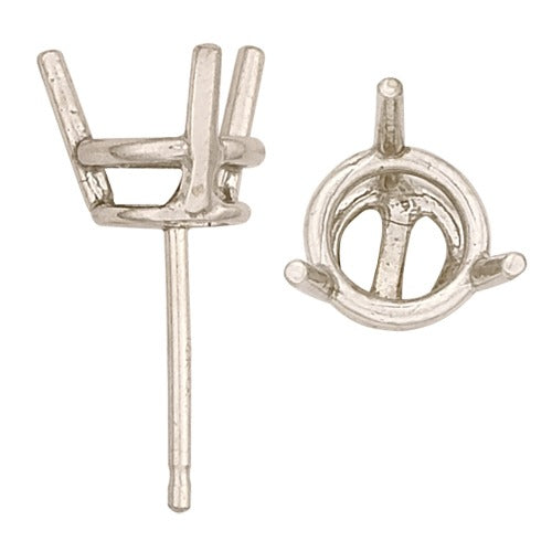 14k White Gold 3-Prong Double Wire Round Friction Back Earring