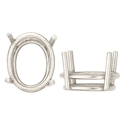 14k White 4-Prong Oval Double Wire Setting