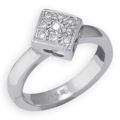 14k White Gold Diamond Shape w/ Diamond Toe Ring