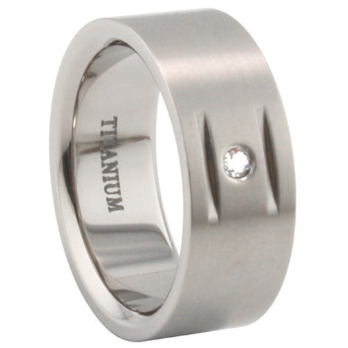 Titanium Ring w/ Matte Polish Cubic Zirconia