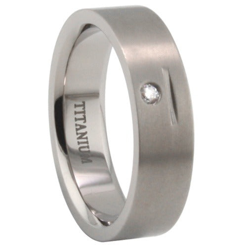 Titanium Ring w/ Cubic Zirconia