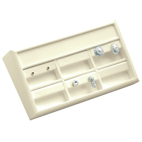 6-Compartment Flat Stud or Drop Earring Displays in Ivory, 7" L x 4" W