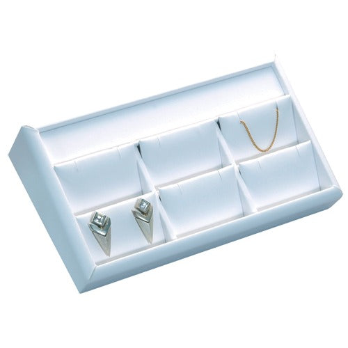 6-Compartment Flat Stud Earring or Pendant Displays in Pearl, 7" L x 4" W