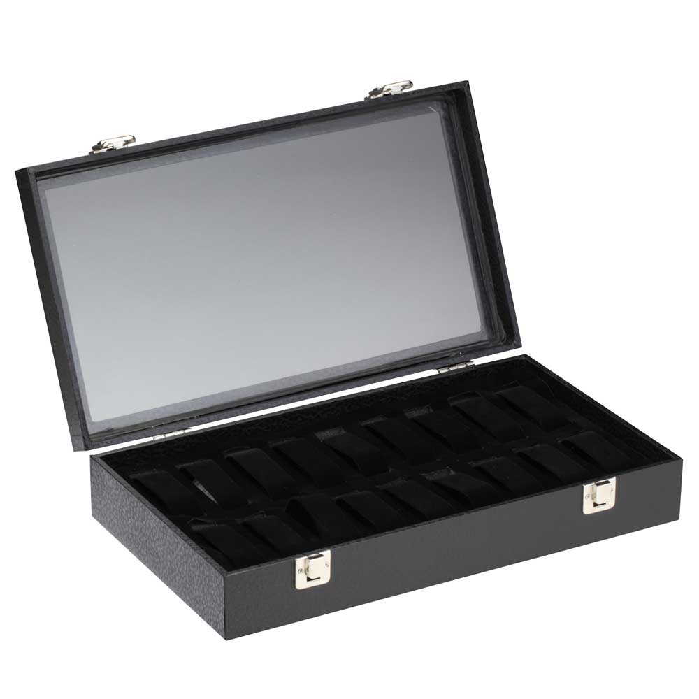 Diplomat "Economy" 18-Collar Watch Cases in Black Leatherette