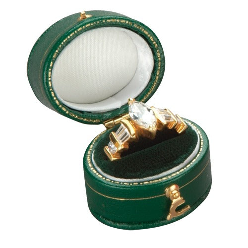 "Heirloom" Leatherette Oval Ring Slot Box in Assorted Colors