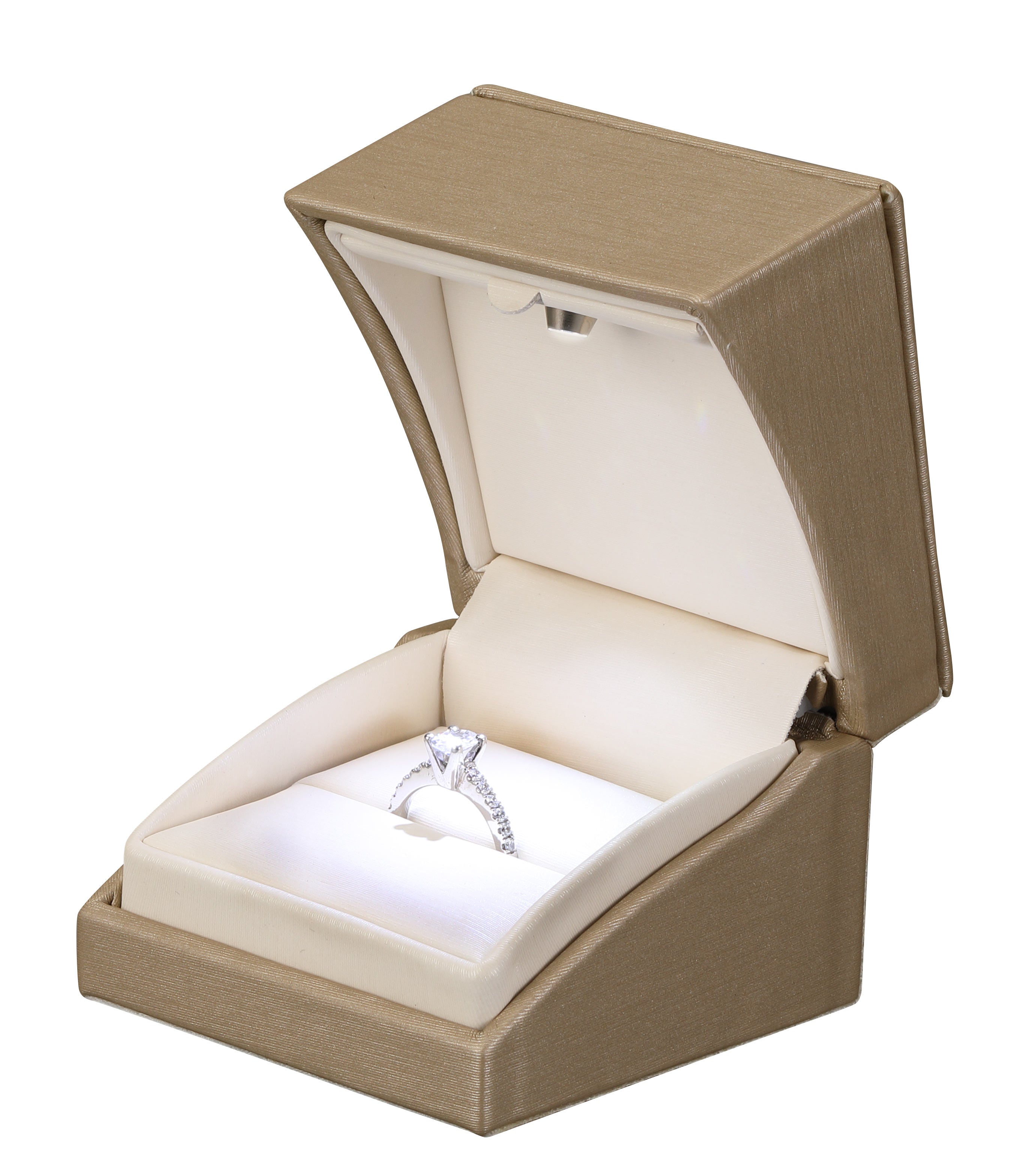 "Lumina Luxe" Ring Slot Box in Brushed Paradiso/Cream