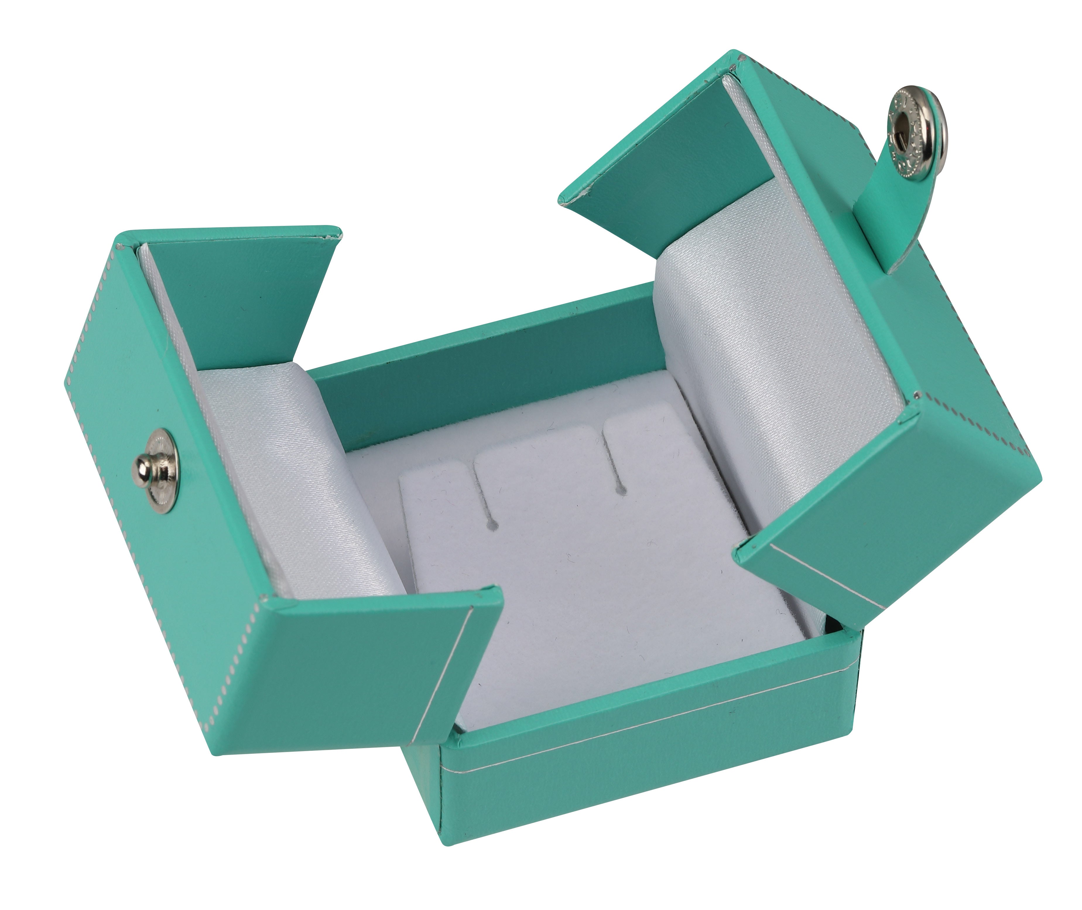 "Manhattan" 2-Door Earring Box in Turquoise/Silver Trim