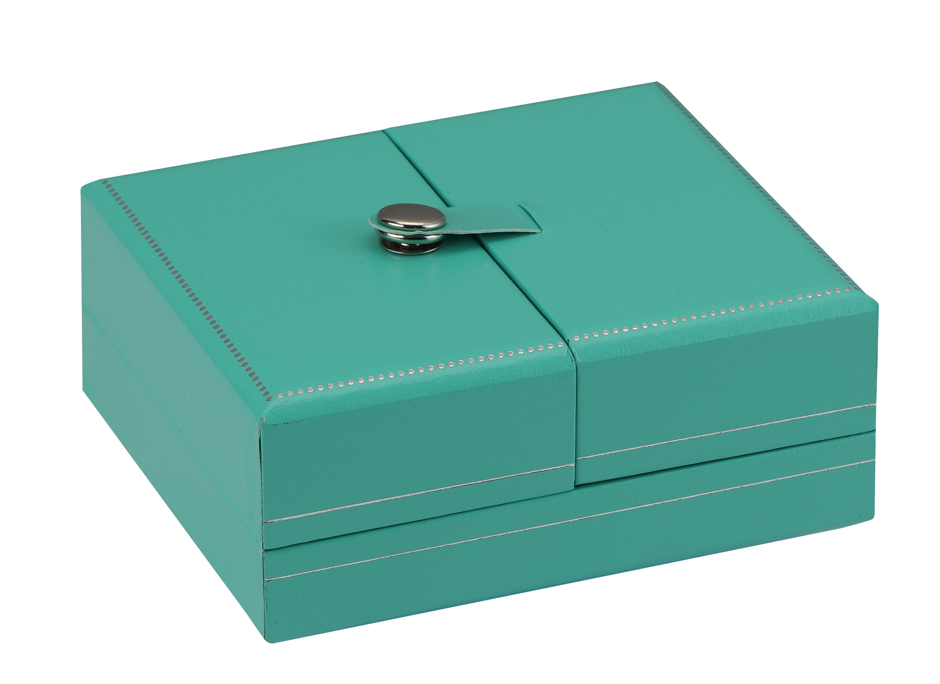 "Manhattan" 2-Door Pendant Box in Turquoise/Silver Trim