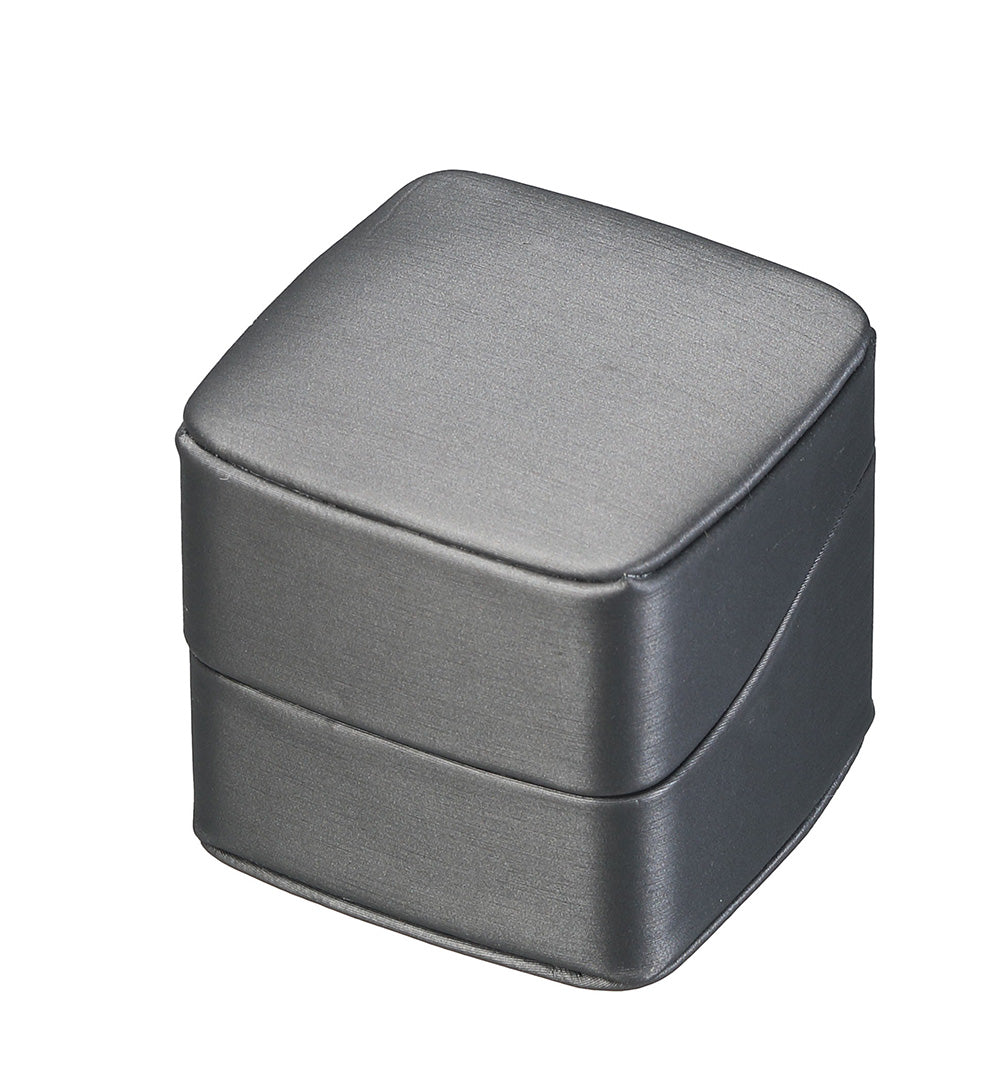 "Dusk" Ring Slot Box in Brushed Grey Leatherette and Grey Microsuede