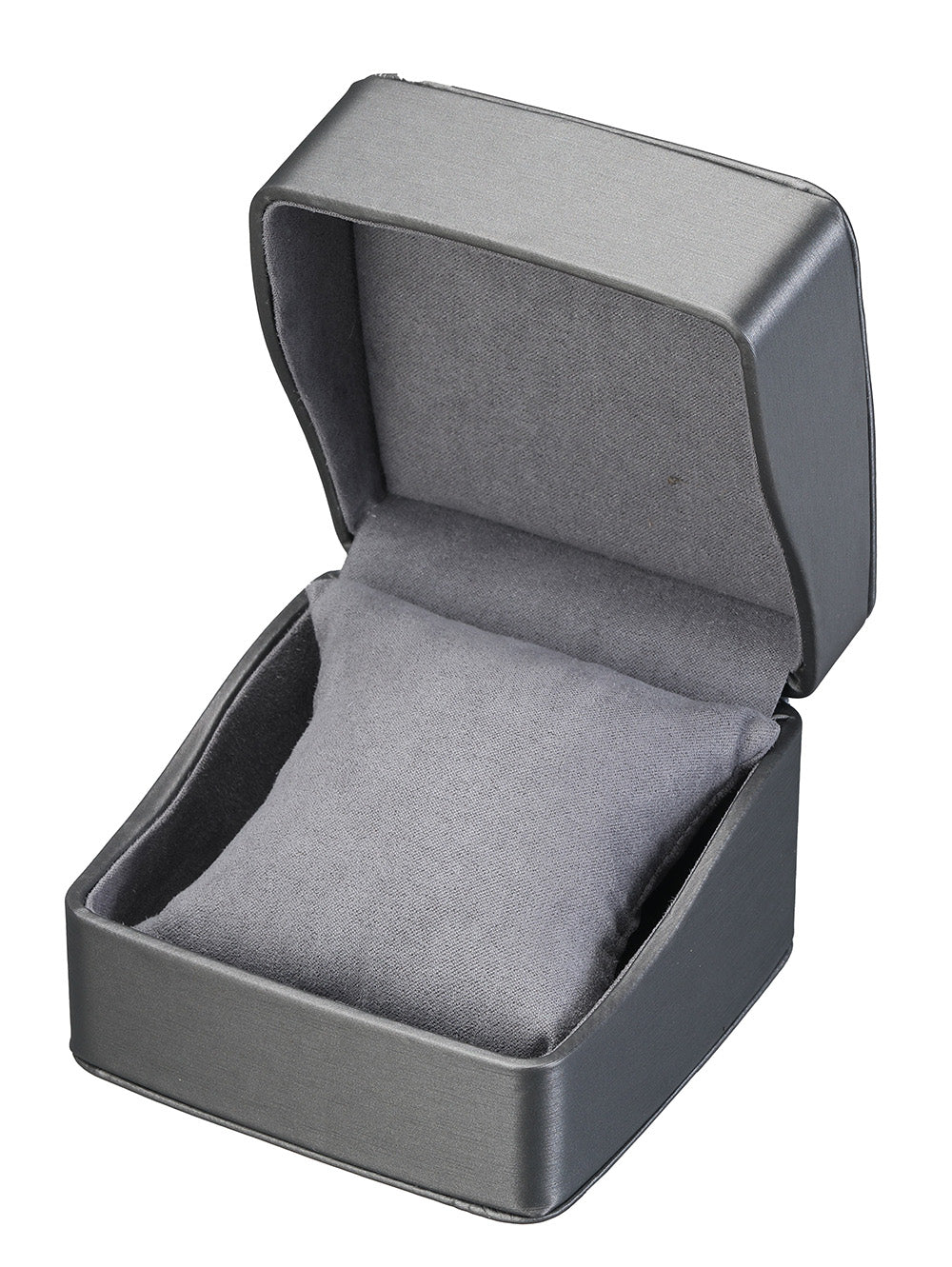 "Dusk" Pillow Box in Brushed Grey Leatherette and Grey Microsuede