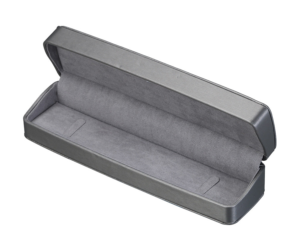 "Dusk" Bracelet Box in Brushed Grey Leatherette and Grey Microsuede