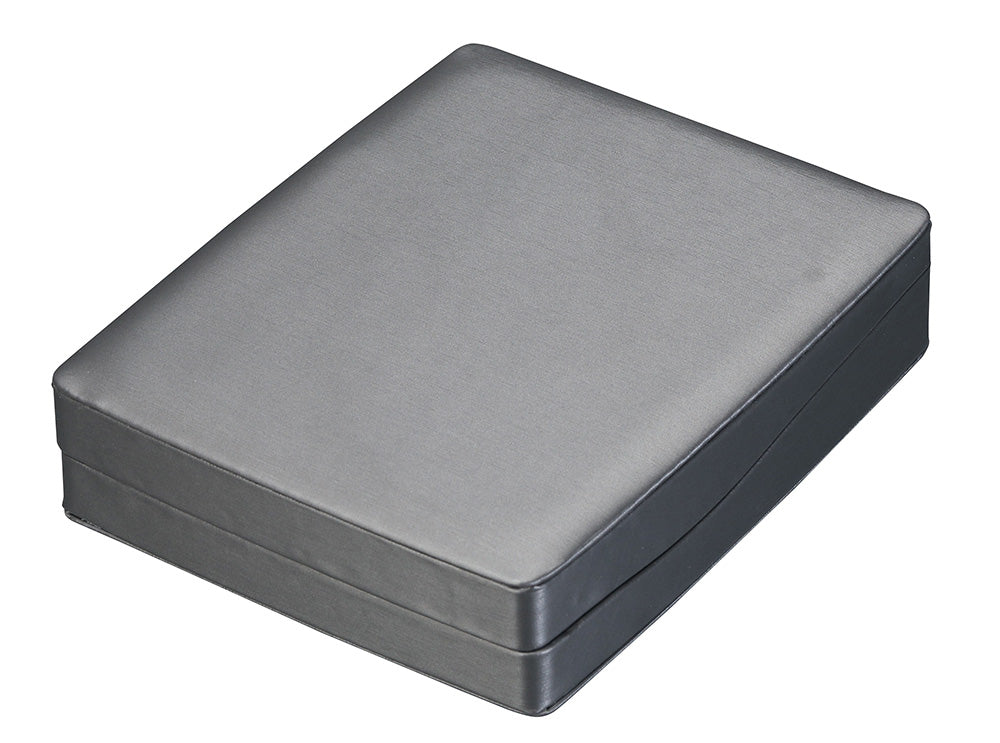 "Dusk" Necklace Box in Brushed Grey Leatherette and Grey Microsuede