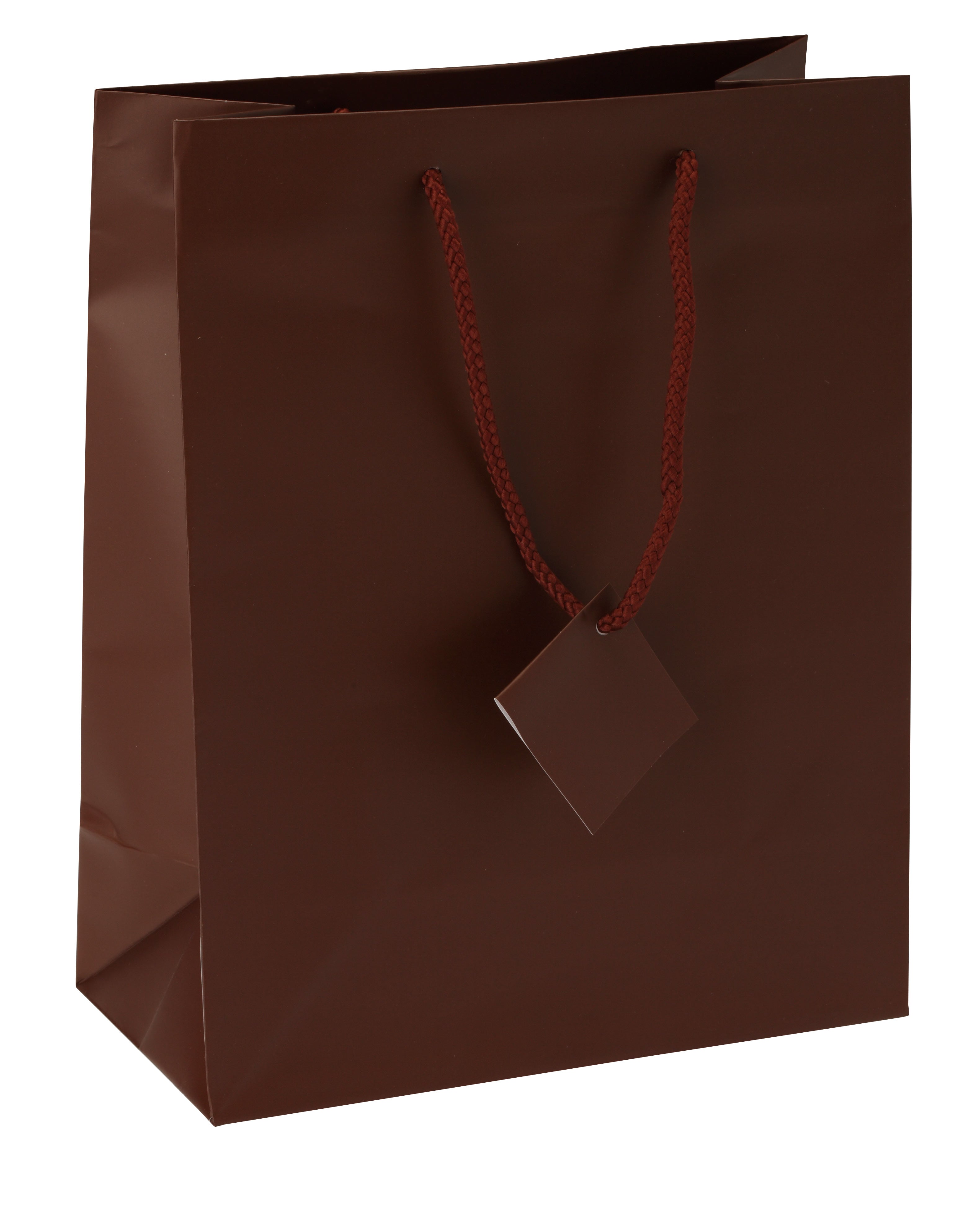 Satin-Finish Tote-Style Gift Bags in Chocolate Brown