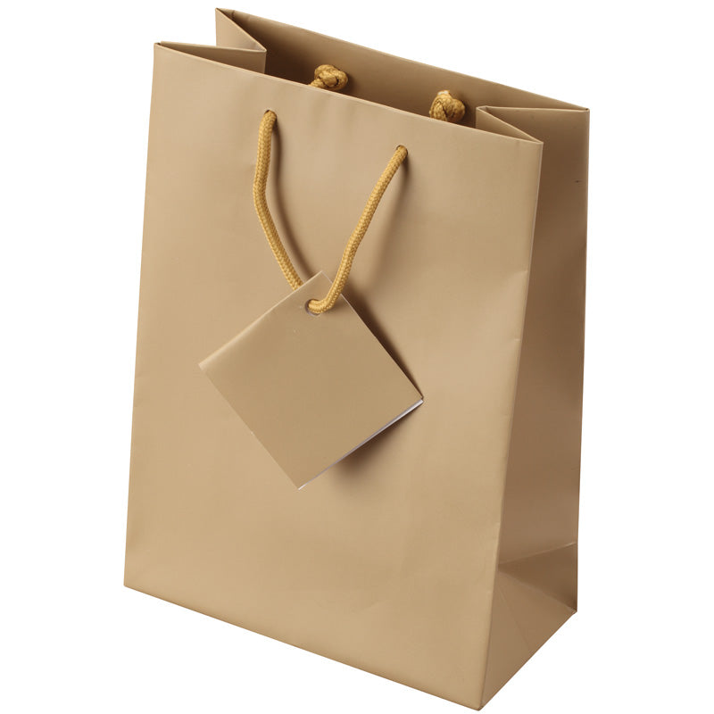 Satin-Finish Tote-Style Gift Bags in Gold Frost