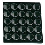 25 Acrylic 1.13" Ø Gem Jars Inserts in Foam Foam Tray Liners, 7.88" L x 7.88" W