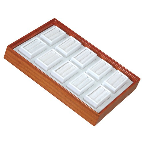 10 Glass-Top 2 x 1" Gem Jars Inserts in Wood Trays, 8" L x 5.5" W
