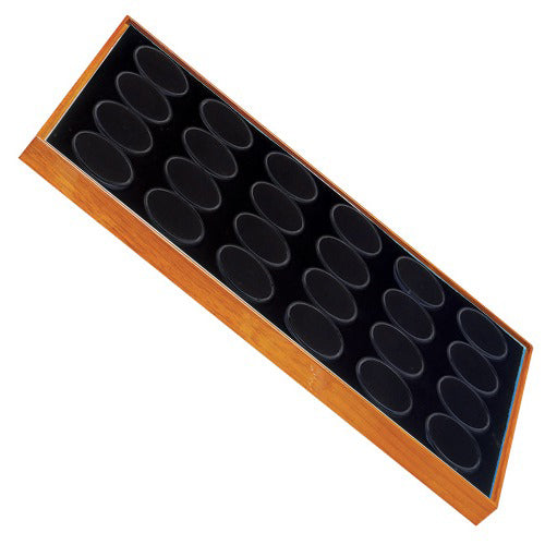 24 Acrylic 1.13" Ø Gem Jars w/Black Flat-Foam Inserts in Beech Wood Trays, 14.75" L x 8.25" W