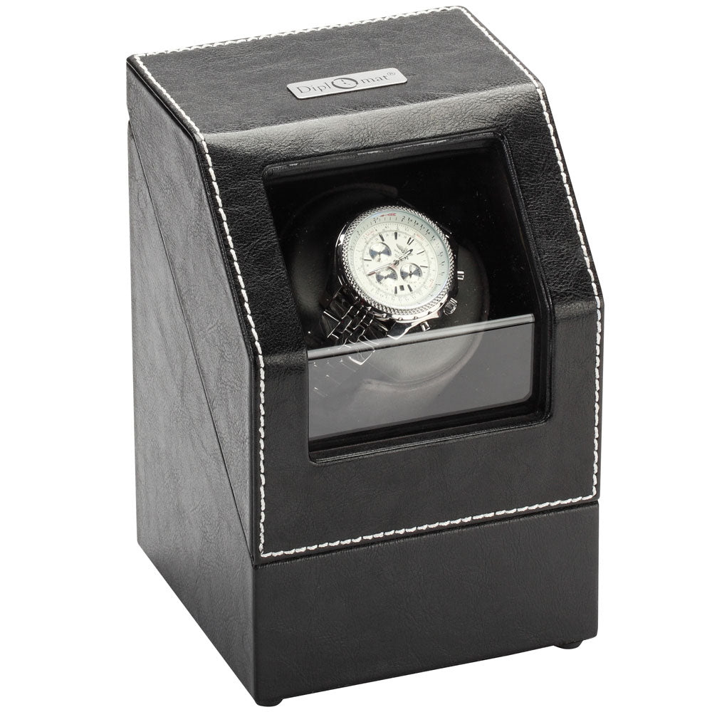 Diplomat "Victoria" Single Watch Winder in Onyx & Charcoal