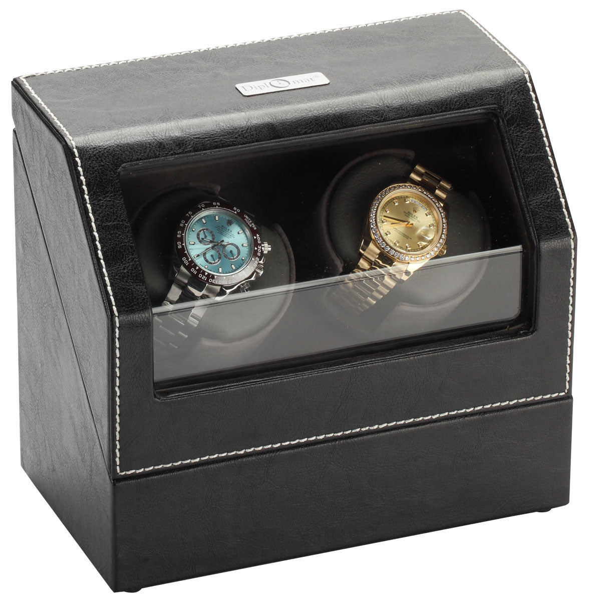 Diplomat "Victoria" Double Watch Winder in Onyx & Charcoal