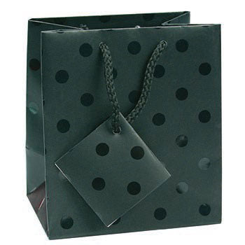 Tote-Style Gift Bags in Black-on-Black Polka Dot Print
