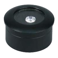 Round Black Metal Glass-Top Gem Boxes w/Reversible Flat-Foam Inserts, 1.75" Dia.