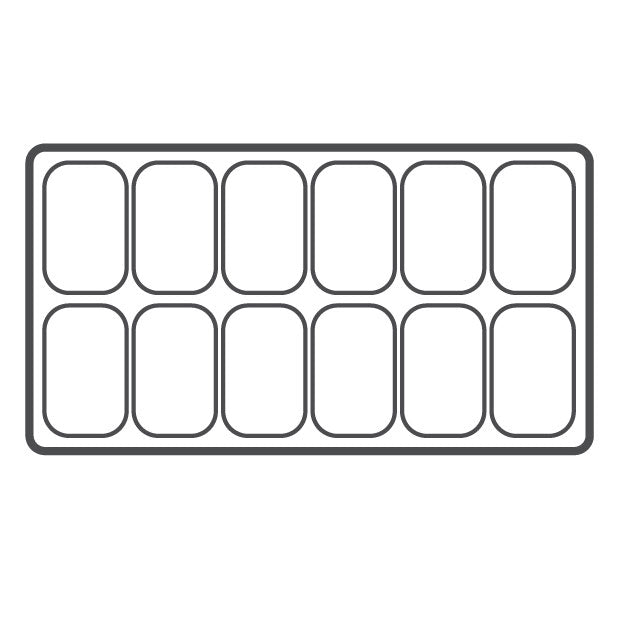 12-Compartment Plastic Inserts for Full-Size Utility Trays in White, 14.13" L x 7.63" W
