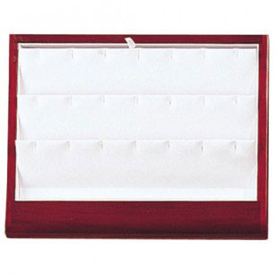 18-Pair Earring or Pendant Display Trays w/Curved Front in Pearl & Mahogany, 9.38" L x 7.38" W