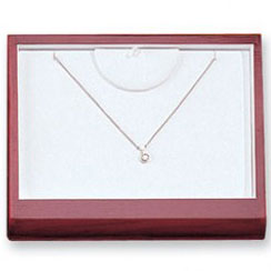 Necklace Display Trays w/Curved Front in Pearl & Mahogany, 9.38" L x 7.38" W