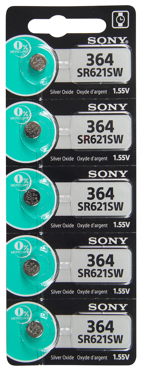 Sony/Murata 364 (SR621) Battery, Pk/5