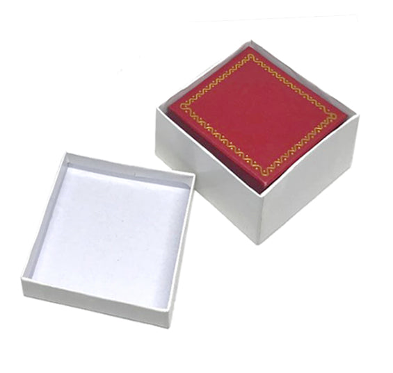 "Designer" Ring Clip Box in Coral & Diamond (2-Pc. Packer)