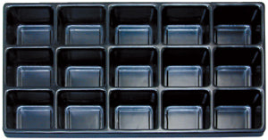 15-Compartment Plastic Inserts for Full-Size Utility Trays in Black, 14.13" L x 7.63" W